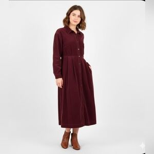 POETRY Womens Corduroy Maxi Dress Size 10 Burgundy